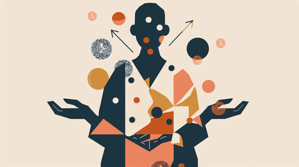 Two figures in conversation in flat geometric style, representing the Montgomery consent dialogue
