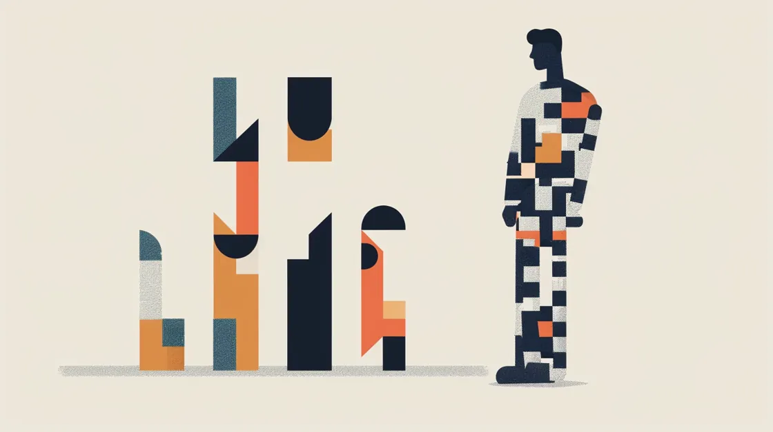 Vials and treatment elements in a geometric composition