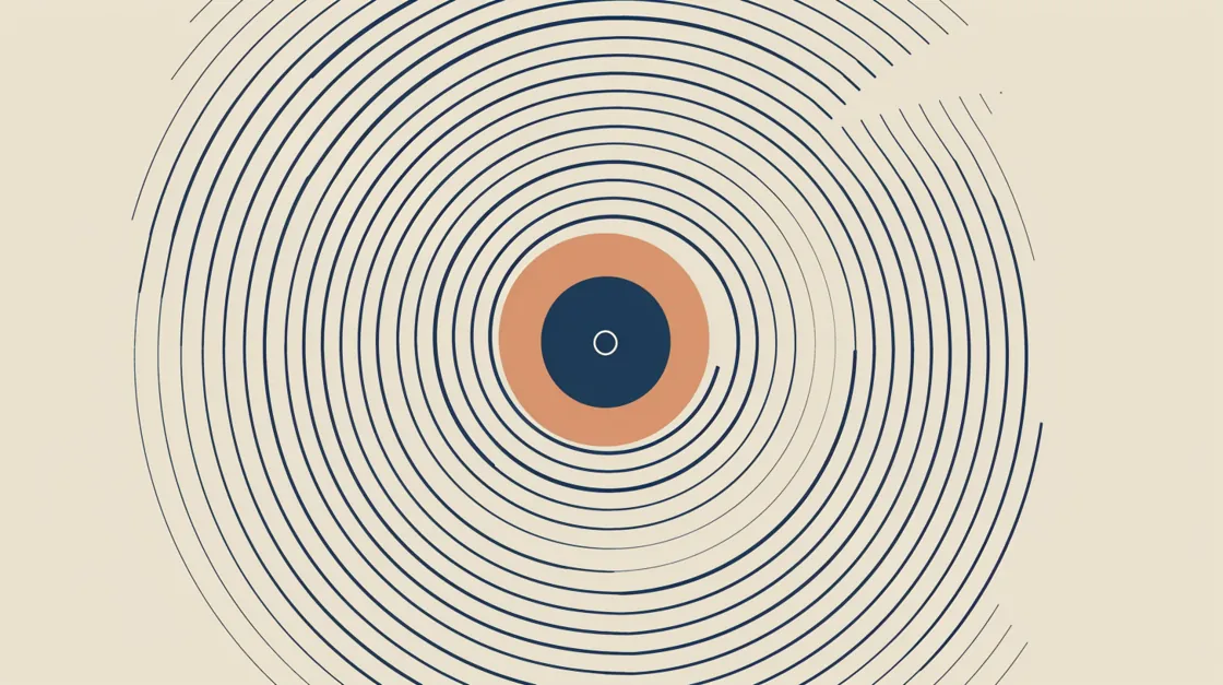 A stylised eye rendered as a geometric spiral